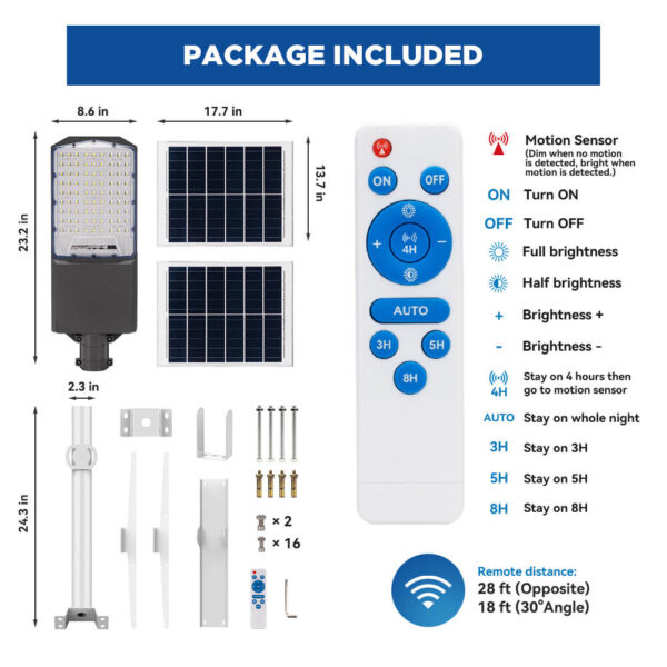 Solar Lights Outdoor with Detachable Panel, 4000LM Motion Sensor Security Lights, IP65 Waterproof Solar Light for Garden Yard