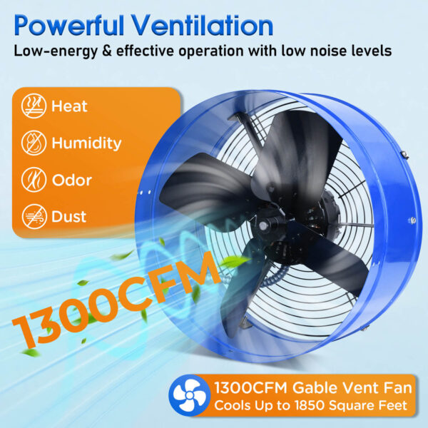 1300CFM Smart Temperature Control Exhaust Fan with Copper Motor